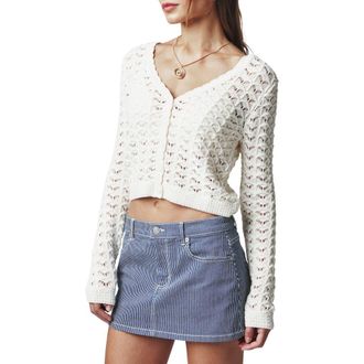 Florence By Mills Textured Knit Cropped Cardigan in Jet Stream at Nordstrom, Size Xx-Small