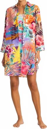 Johnny Was Button Down Shirt Dress In Zeru