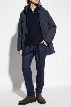 Paul & Shark Down Jacket With Detachable Hood, Mens, Navy Blue