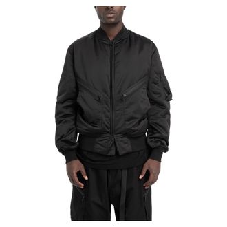 Yohji Yamamoto Jassen, Heren, Zwart, S, Nylon, Slanted Pockets Nylon Bomber Jacket