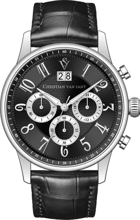 Christian Van Sant Mens Heritage Black Dial Watch