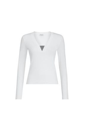 Brunello Cucinelli Ribbed jersey T-shirt in White at Nordstrom, Size Xx-Large Eu