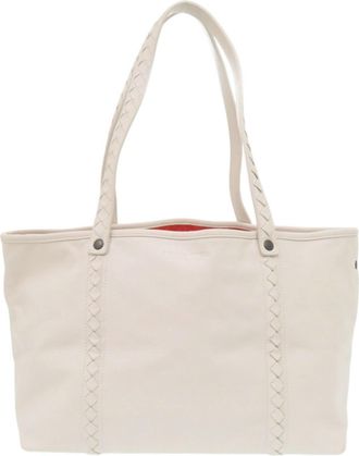 Bottega Veneta Intrecciato Black Ivory Orange Intrecciato Tote Bag (Pre-Owned)