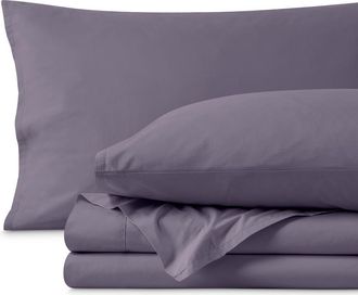 Bare Home 100% Organic Cotton Percale Cooling Sheet Set in Dusty Purple at Nordstrom, Size Twin X-Long