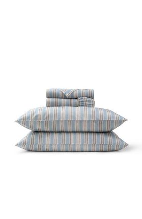 Christy Calder Stripe Cotton Percale Sheet Set Bundles in Blue at Nordstrom, Size Queen