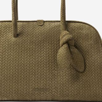 Jacquemus Womens Bowling Bag Khaki Calfskin Leather Handbags Hand