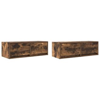 Berkfield Home TV Cabinets 2 pcs Smoked Oak 80x31x25.5 cm Engineered Wood in Brown