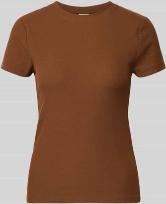 Stefanel Slim Fit T-Shirt mit Rundhalsausschnitt Modell COSTINA in Mittelbraun, Gr&ouml;&szlig;e XL