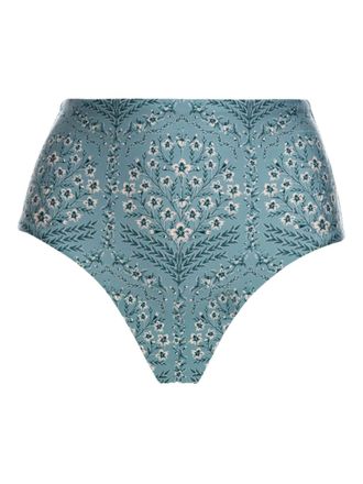 Agua Bendita Magenta Ceiba floral-print high-waist bikini bottoms - Blue
