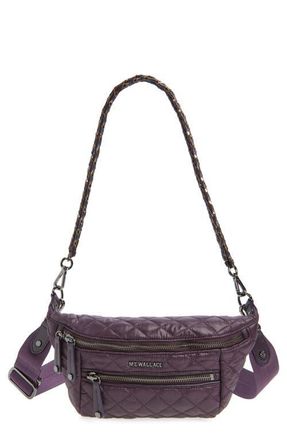MZ Wallace Small Crosby Quilted Nylon Convertible Sling Bag in Raisin at Nordstrom