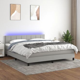 vidaXL Vidaxl - Cama Box Spring Colch&oacute;n Y Luces Led Tela Gris Claro 180x200 Cm