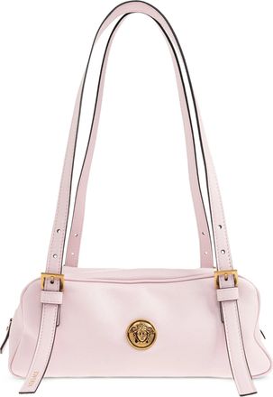 Versace Structured Pink Lambskin Shoulder Bag With Gold Accents