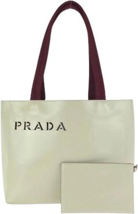 Prada Pre-owned Tote Bags, female, Beige, Size: ONE SIZE Pre-owned Leather Tote Bag