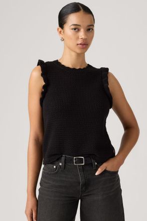 Levi's Lulu Flutter Sleeve Sweater Tank Top - Donna - XS - Nero / Anthracite Night