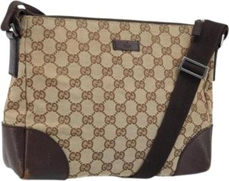 Gucci Pre-owned Vintage GG Canvas Schoudertas - Dames - Vintage Schoudertas - Beige - ONE Size - Leer - Vintage