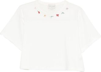 Forte_Forte besticktes Baumwoll-T-Shirt