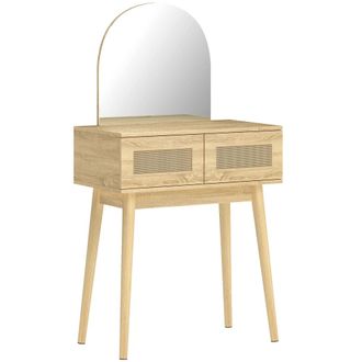 HOMCOM Tocador de maquillaje 70x43.5x130 cm madera natural