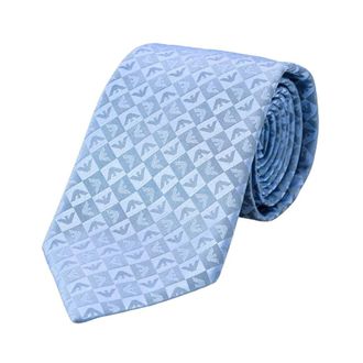 Emporio Armani Pure Silk Eagle and Check Jacquard Tie - male - Emporio Armani - Ties - Blue - ONE SIZE - Accessories