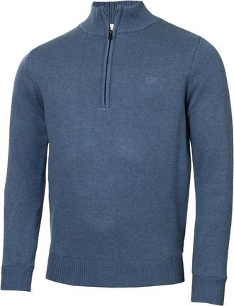 Calvin Klein Mens Lined Chunky Half Zip Sweater - Denim Marl - XXXL