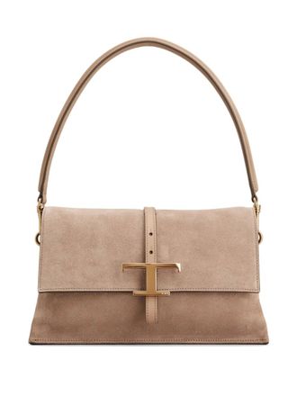 Tod's mini T Timeless buckle suede shoulder bag - women - Calf Suede - One Size - Neutrals