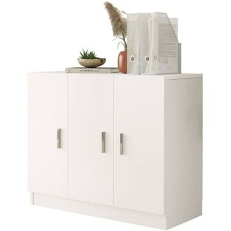 Dmora Armadio Multiuso Grande Olana, Appendiabiti, 2 Ripiani, Apertura Battente, 89x74h cm Bianco