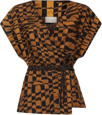Pierre-Louis Mascia Beadox Gilet - Dames - Blouses - Bruin - L - Wol - Overhemden