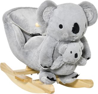 OEM Caballito Balanc&iacute;n Infantil En Forma De Koala Con T&iacute;tere Para Beb&eacute;s 18-36 Meses Con Sonido Cintur&oacute;n De Seguridad Y Reposapi&eacute;s 60x33x50 Cm Gris