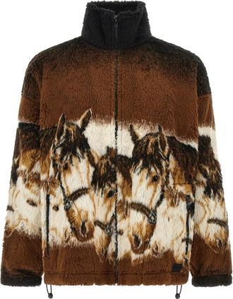 Maison Margiela Equestrian Graphic Sweatshirt - Heren - Vesten met rits - Bruin - L - Hoodies & sweatvesten