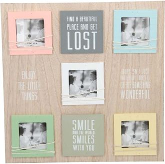 Trade Shop Trade Shop - Vintage Mdf Marco De Fotos De Pared 5 Lugares Con Frases De Madera 38x38 Cm