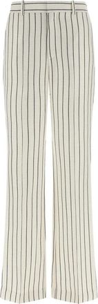 Balmain Nauwsluitende Pinstripe Pantalon met Rechte Pijpen - Dames - Wijde Broeken - Wit - XS - Leer - Broeken