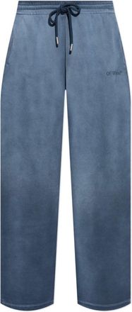 Off-white Broeken, Heren, Blauw, 2Xl, Katoen, Trainingsbroeken met logo