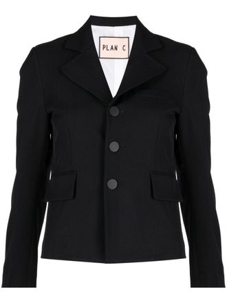 Plan C single-breasted wool blazer - Blue