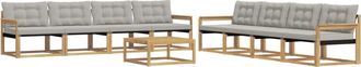 vidaXL Conjunto De Sof&aacute;s De Exterior 9 Uds. Blanco Y Gris Claro Vidaxl