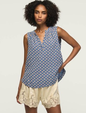 Lucky Brand Womens Gauze Popover Tank