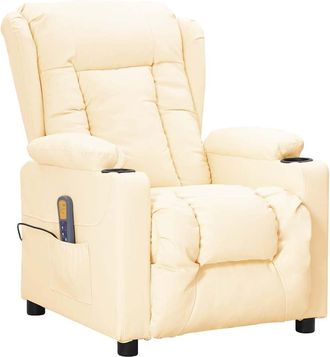vidaXL Vidaxl - Sill&oacute;n De Masaje De Cuero Sint&eacute;tico Crema