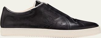 Berluti Mens Playtime Scritto Leather Slip-On Sneakers