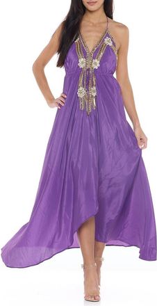 Ranee&rsquo;s Beaded Halter Cover-Up Dress in Purple at Nordstrom Rack