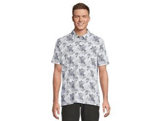 adidas Golf Go-To Printed Golf Polo Shirt Mens Short Sleeve Knit White/Collegiate Navy : XL, Cotton/Elastane/Polyester