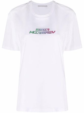 Stella McCartney raised-logo cotton T-shirt - women - Cotton - 38 - White