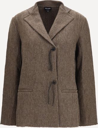 Giorgio Armani Wool jersey Jacket with leather tassels Female 46