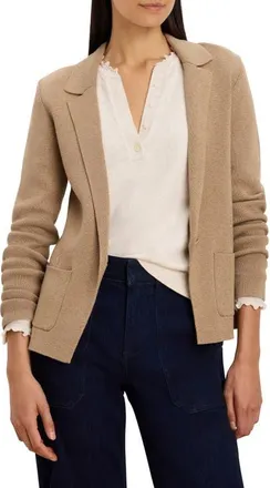 Nic+Zoe Knit Cotton Blend One-Button Blazer in Oak at Nordstrom, Size Xx-Large