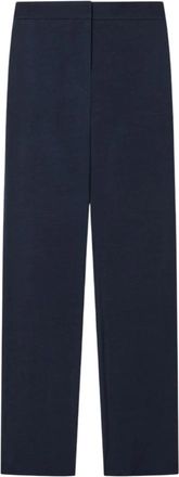 Emporio Armani Rechte broek van gewassen twill - Dames - Straight fit broeken - Blauw - S - Leer - Broeken