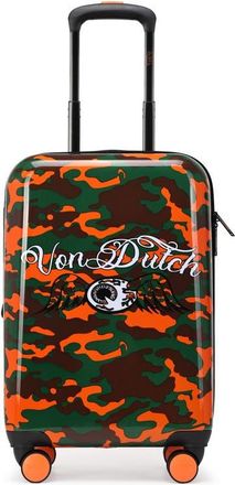 Von Dutch Orange Camo Expandable Hardside Spinner Carry-on Suitcase at Nordstrom, Size Small