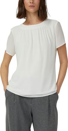 s.Oliver Black Label Kurzarmbluse S.OLIVER BLACK LABEL, Damen, Gr. 36, wei&szlig;, Web, Obermaterial: 100% Polyester. Futter: 100% Viskose, unifarben, normal h&uuml;ftbedeckend, Rund