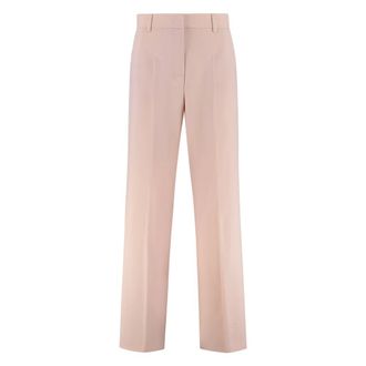 Max Mara Broeken, Dames, Roze, S, Wol, Visivo Wool Wide-leg Pantalon