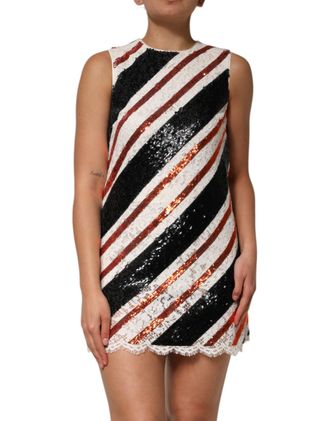 Dolce & Gabbana Womens Multicolor Sequin Embellished Shift Dress Nylon