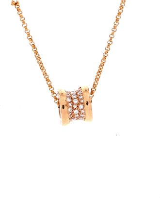 Bulgari B. Zero1 Pendant Necklace 18K Rose Gold with Pave Diamonds Mini