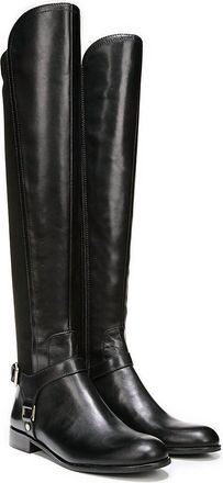Franco Sarto Womens Mast Leather Tall Motorcycle Stretch Back Boots In Black