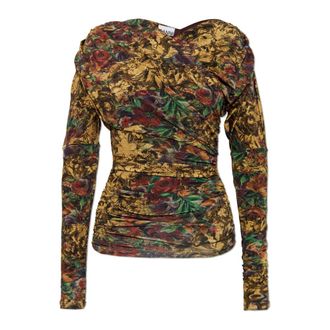 Ganni Blouses, female, Multicolor, Size: XS Draped Top