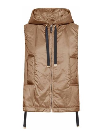 Max Mara Padded Vest With Hood In Waterproof Canvas